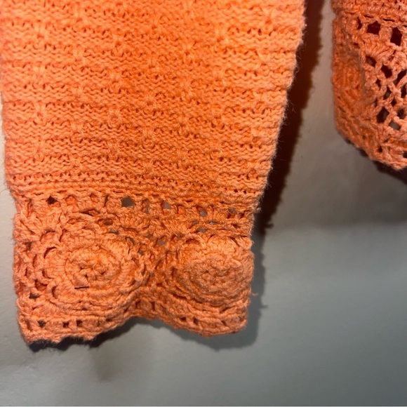 Christopher & Banks Orange Knit Button Front Cardigan with Flower Buttons Medium - Picture 9 of 9